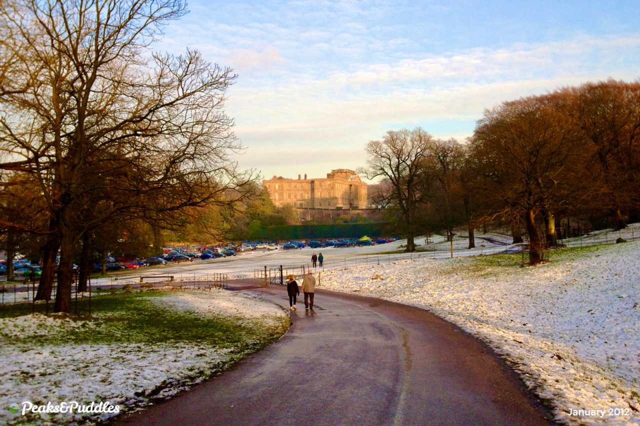 Lyme Hall in the National Trust's Lyme Park after light snow