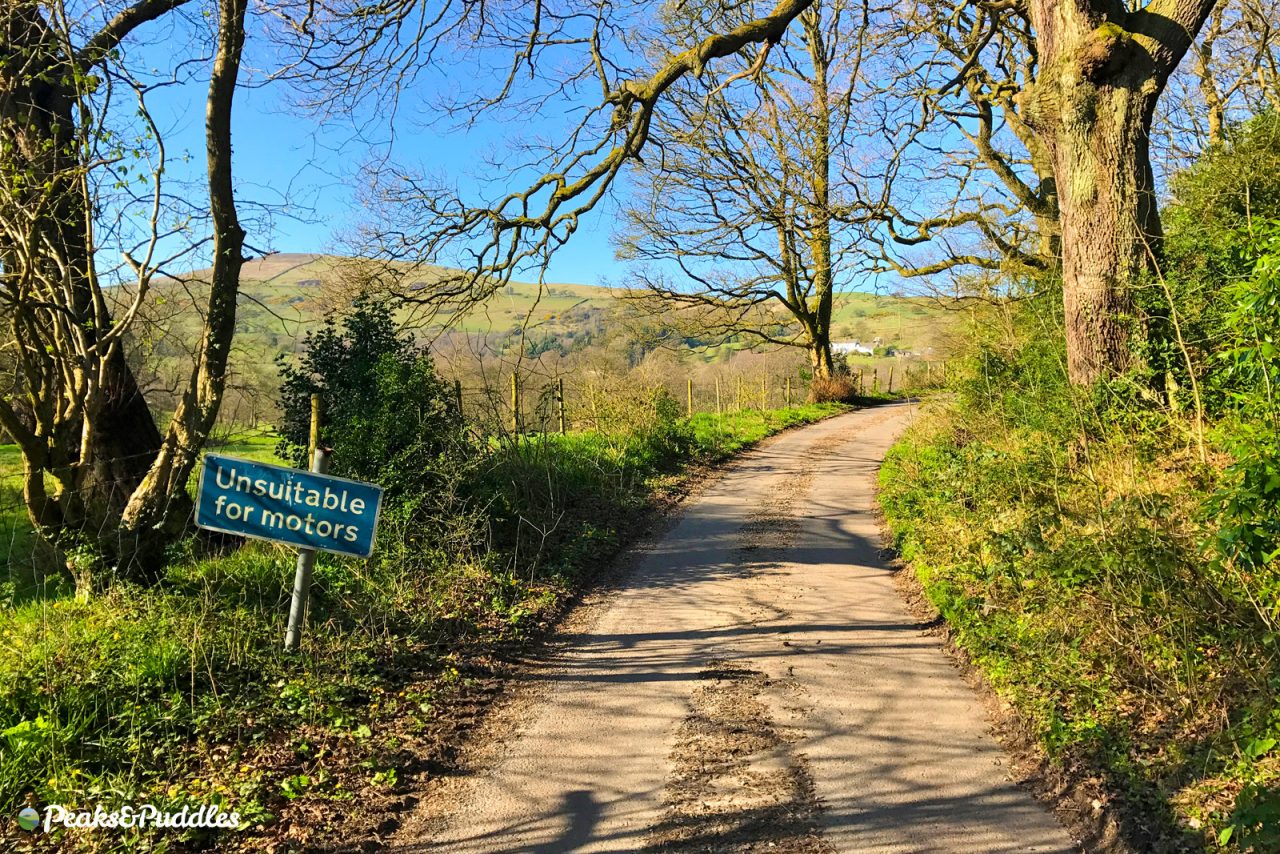 Heading uphill towards the cobbles on Start Lane between Kettleshulme and Whaley Bridge on the border of Cheshire and Derbyshire