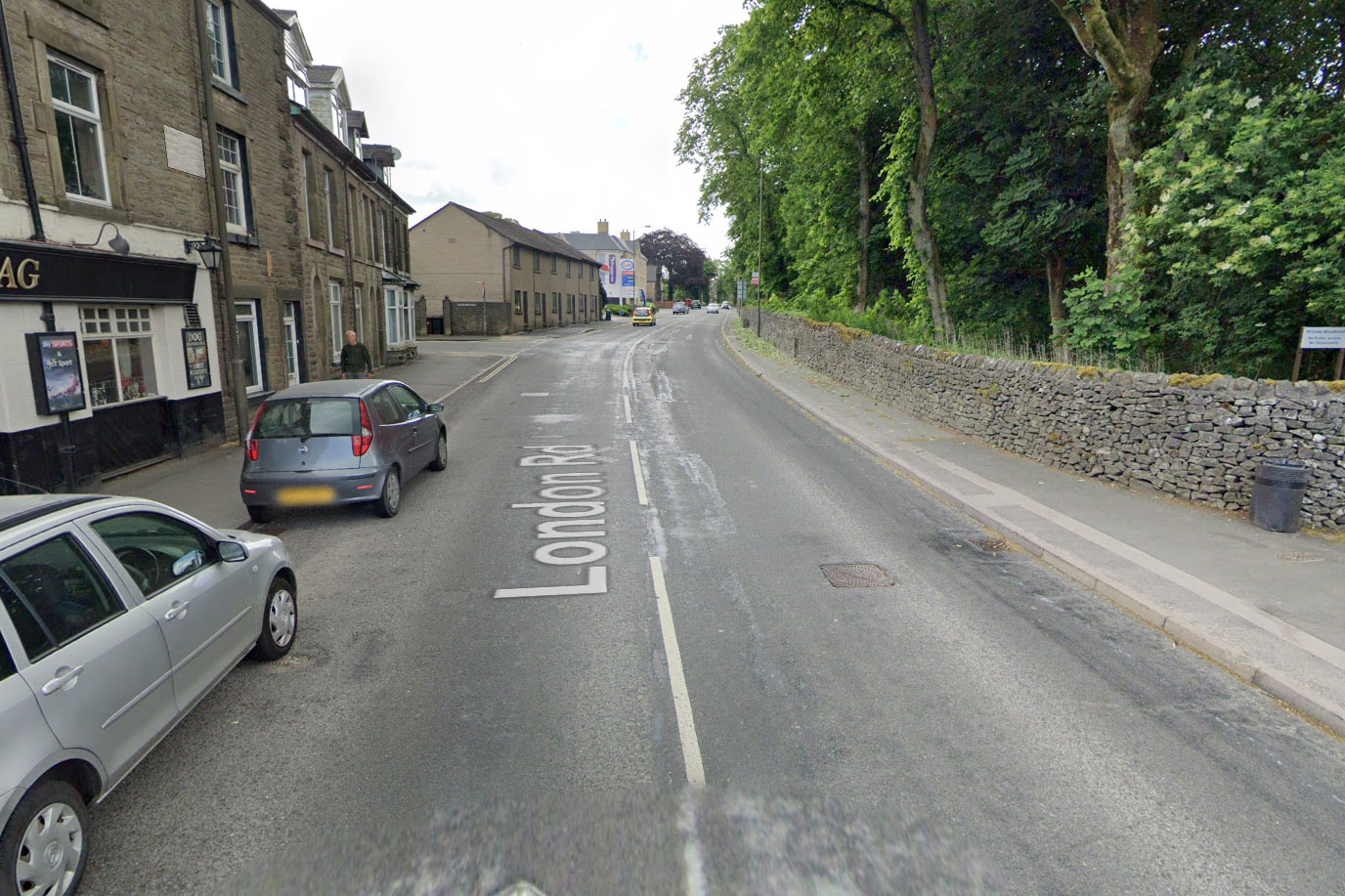 An unusually quiet London Road, Buxton on the "Pennine Cycleway" , normally choked with cars and heavy wagons — no thanks!