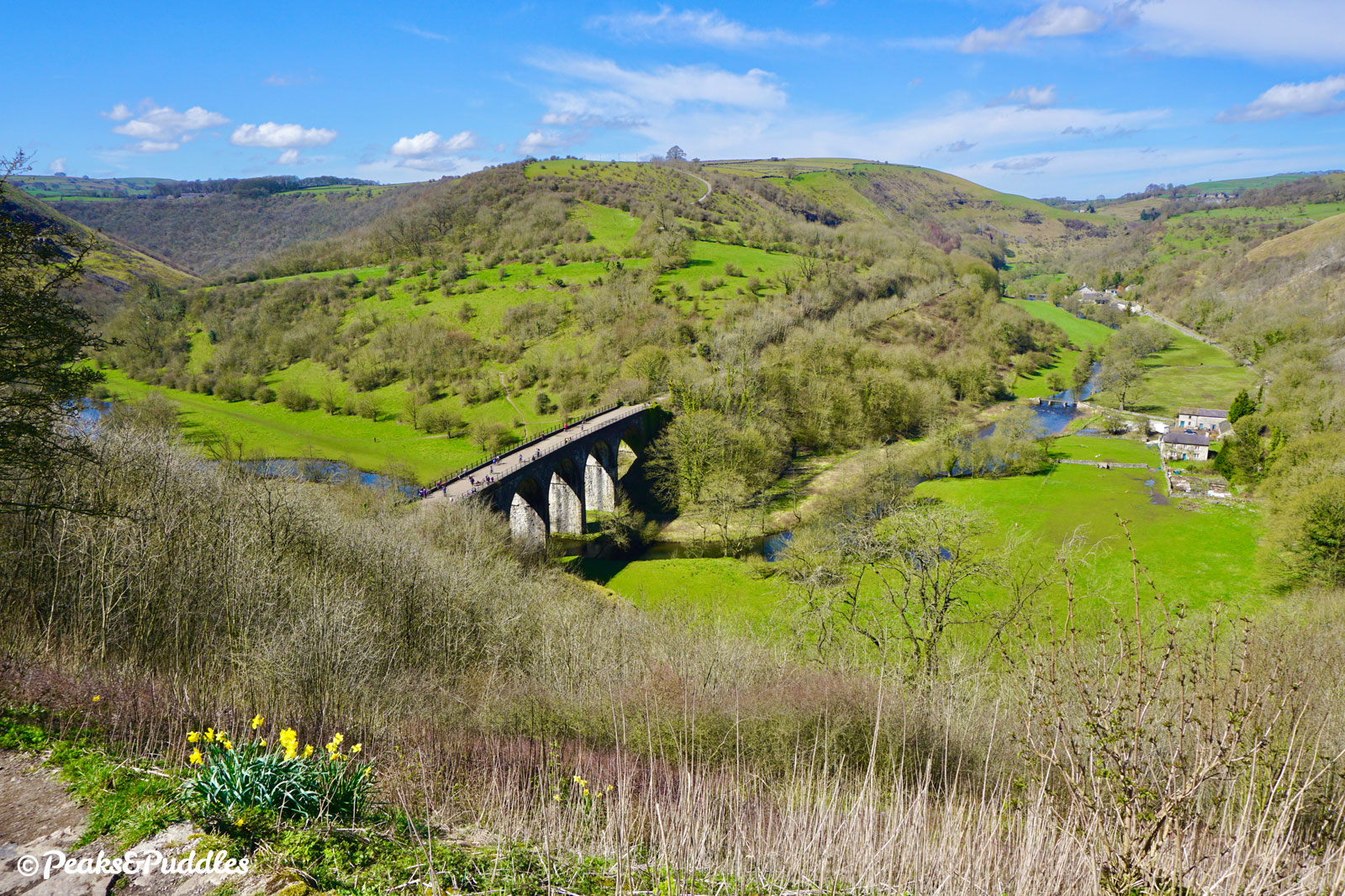 High above the valley, Monsal Head provides the most famous view of Headstone Viaduct and Monsal Dale. This is a fairly long and arduous climb on foot from the trail.