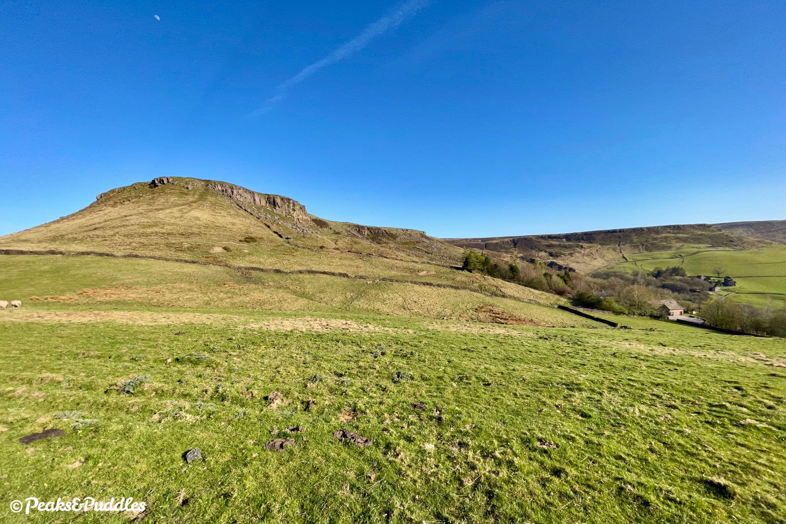 The rocky outcrop known as Castle Naze on one side of Combs Moss was once home to an ancient Iron Age hill fort.
